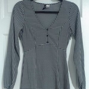 Houndstooth Print A-line Dress